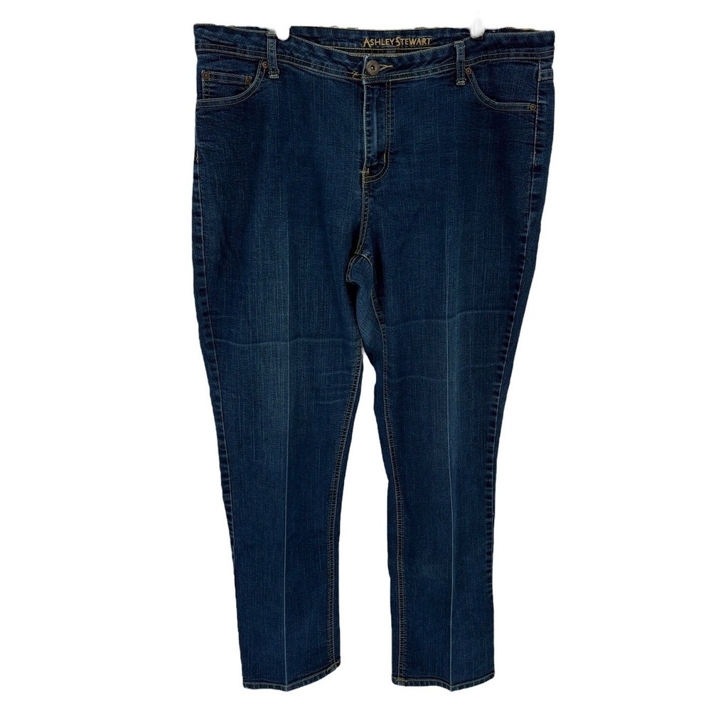 Ashley Stewart Blue Denim Stretch Jeans Classic Fit Straight Leg (Size 18)
